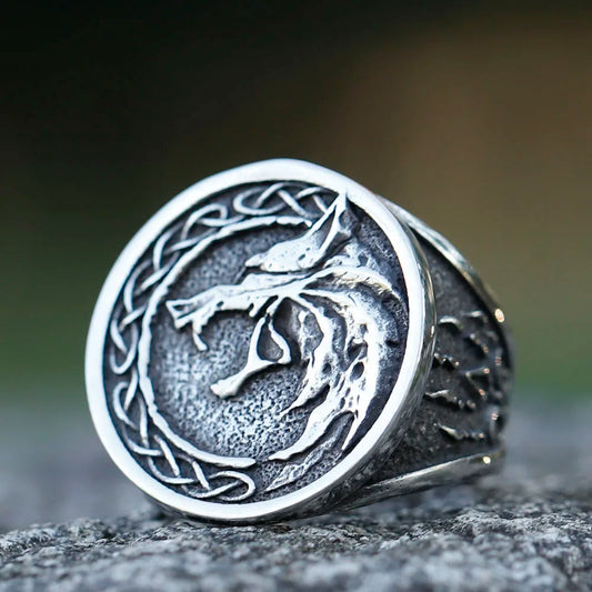 Nordic Alpha Wolf Titanium Ring
